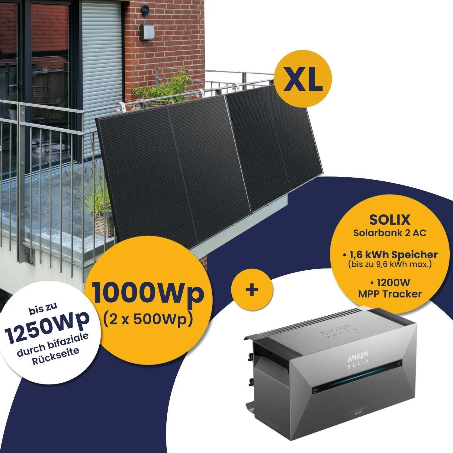 Anker Solarbank 2 E1600 AC und Kleines Kraftwerk XL 1000Wp Duo mit optionaler Halterung - Image 13