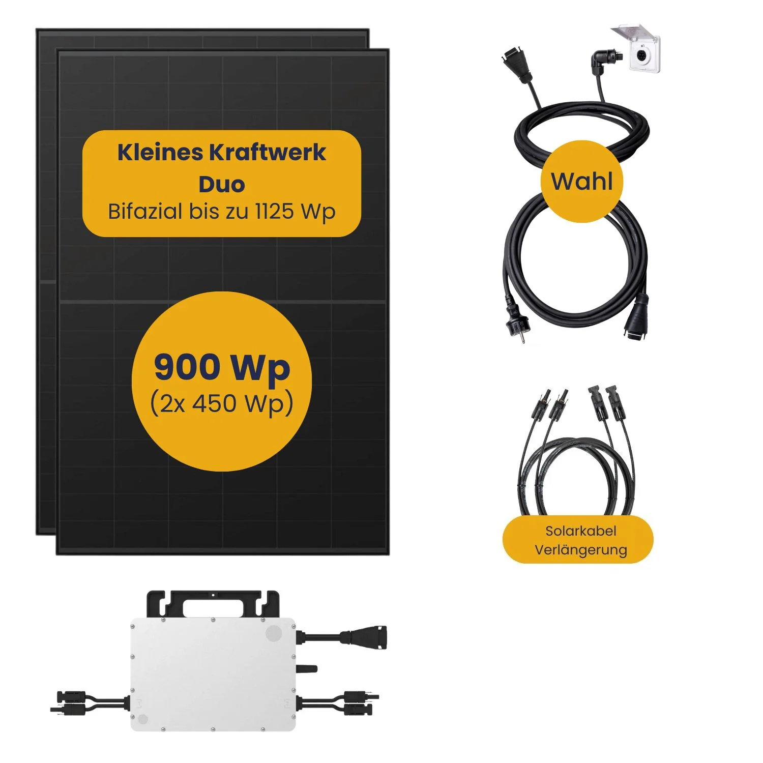 Kleines Kraftwerk Duo ohne Halterung Komplettpaket (900Wp+) Bifazial