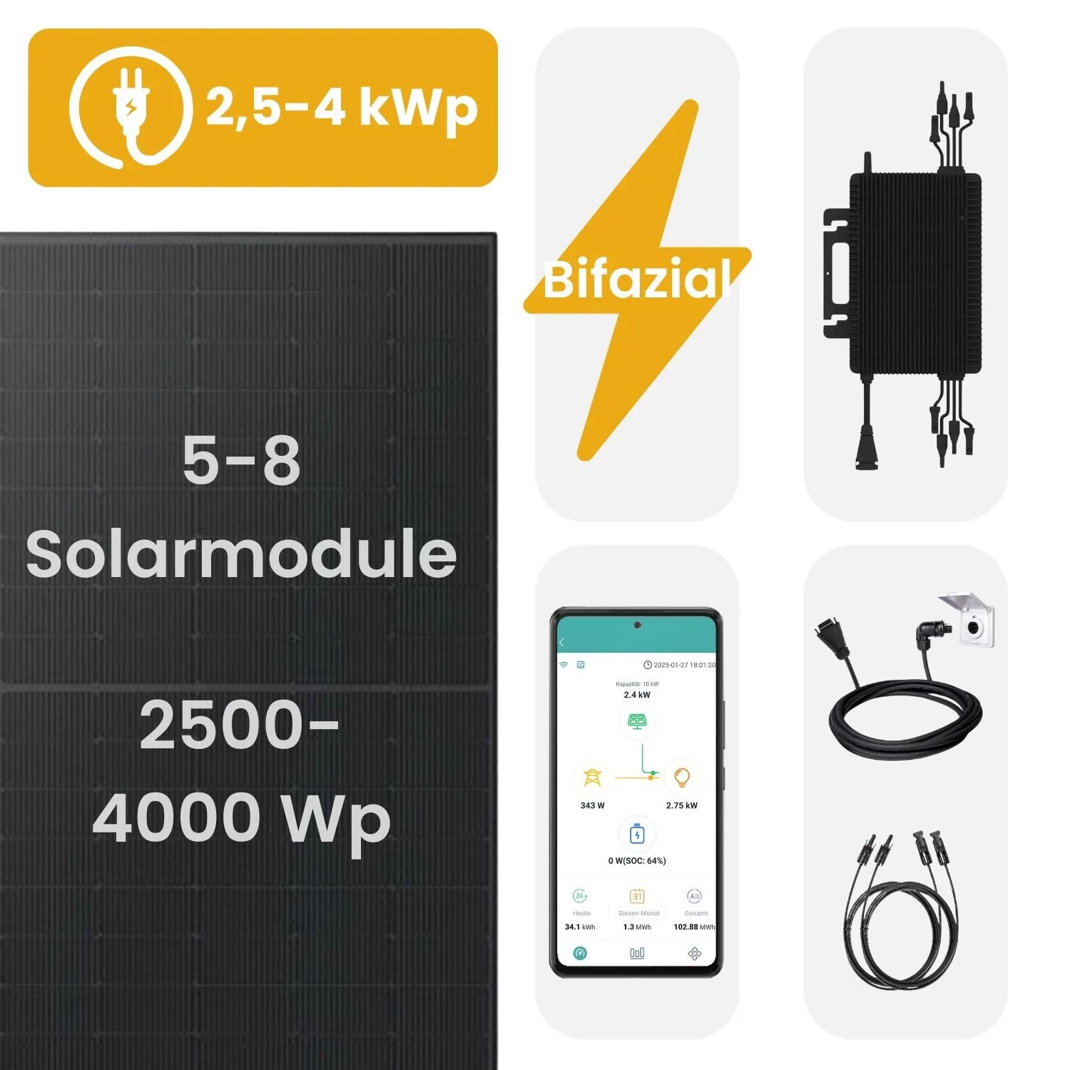 Kleines Kraftwerk x N-TV: Solaranlage Komplettpaket mit bifazialen XL Modulen (2500-4000Wp+) und optionaler Halterung - Image 6