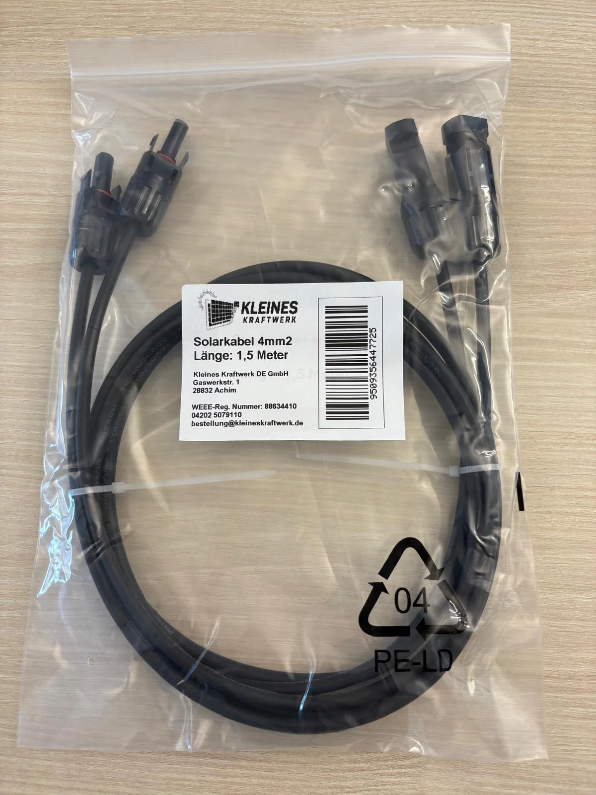 Marketplace | Solarkabel schwarz (Paar) 4mm² mit MC4 Solarstecker beidseitig montiert 1,5m - 50m - Image 2